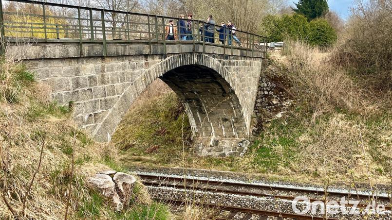 Eine uralte Eisenbahnbrücke steht in Neustadt der Elektrifizierung der Strecke im Weg. Wird sie neu gebaut, muss die Stadt sie kaufen. Nun geht es um Wege, das zu verhindern. Bild: Gabi Schönberger