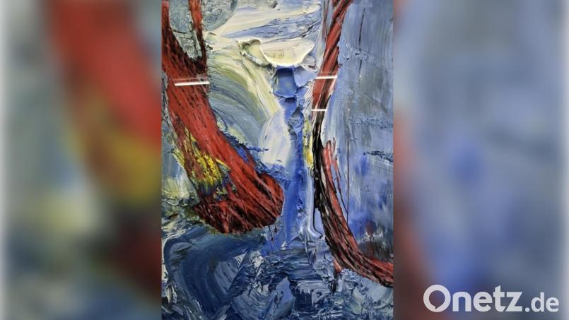 Das Bild &quot;Wasserfall&quot; in Öl auf Glas ist nicht mehr auffindbar. Jemand hat es wohl während der Ausstellung im Weidener Kunstverein gestohlen. Bild: Renée Strecker