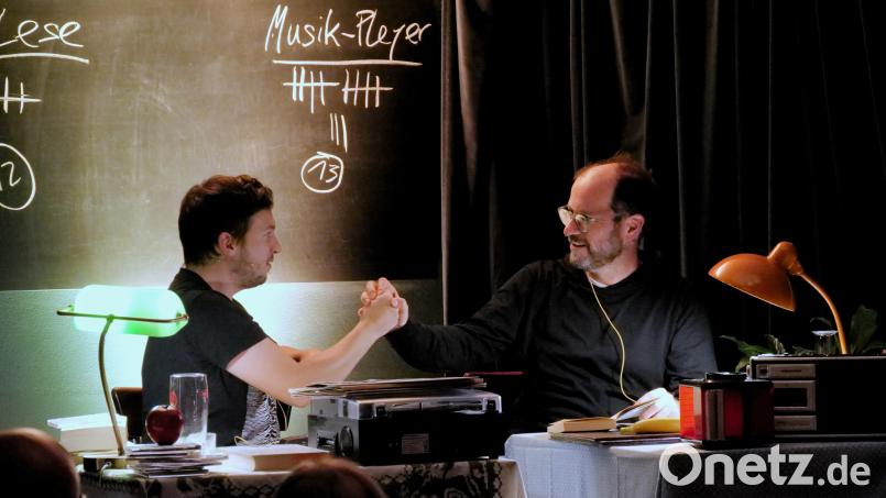 Florian Wein (links) und Markus Pleyer (rechts) bei &quot;Musik-Pleyer mit Wein-Lese&quot;. Bild: Cora Spalek/exb