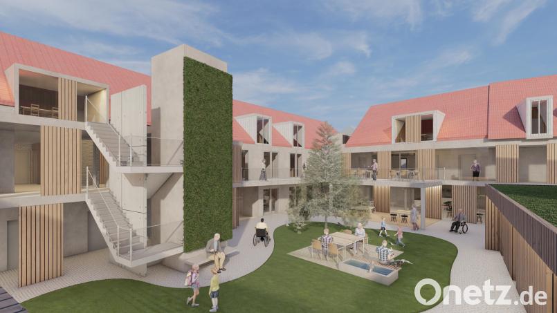 Mit einem großen Hof als Herzstück: So sahen erste Pläne für das Seniorenzentrum in Schönsee aus, dessen Realisierung nun offensichtlich aus mehreren Gründen ins Stocken geraten ist. Bild: Rösch Architekten und Stadtplaner GmbH, Sabrina Zombek /exb