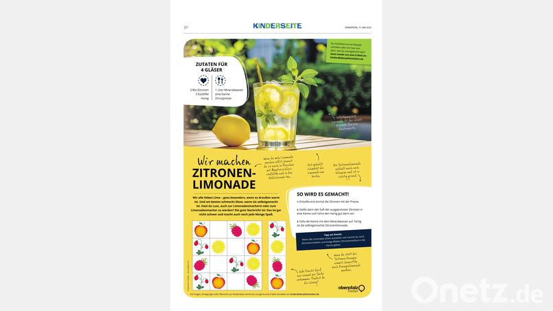 Rezept Zitronen-Limonade Bild: Oberpfalz Medien
