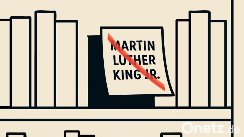 Verschiedene Bücher mussten aus der Schulbibliothek der Highschool Vilseck verschwinden. Dazu zählen auch Werke, die sich mit Martin Luther King befassen. Grafik: Marco Meier
