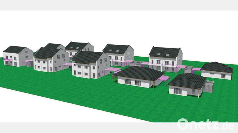 So soll die neue Wohnanlage zwischen Brünnlweg und Haberstroh in Nabburg einmal aussehen. Grafik: Hilpl-Wagner Bau GmbH, Traitsching