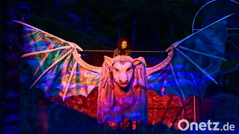 Atréju und der Drache Fuchur geben im Stück &quot;Die unendliche Geschichte&quot; ein gutes Team ab. Bild: Florian Miedl/Luisenburg-Festspiele