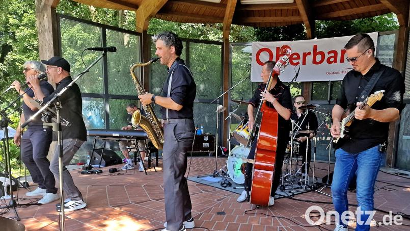 Vollgas im Max-Reger-Park: „The Havlicek Brothers“ sorgen für Stimmung und Tanz. Sieben Musiker, ein Sound: seit 22 Jahren auf Rock’n’Roll-Mission. Bild: R. Kreuzer