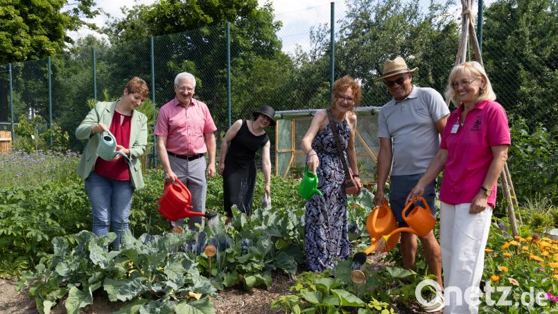 Auf dass der neue Vereinsgarten blühe und gedeihe: Sarah Matzke, Ehrenamtsbeauftragte des Landkreises Tirschenreuth, Bürgermeister Johannes Reger, Manuela Pappenberger (Kreisfachberaterin für Gartenkultur und Landespflege), Inge Härtl (stellvertretende Vorsitzende des Kreisverbands für Gartenbau und Landespflege Tirschenreuth), Kreisfachberater Harald Schlöger und Lucia Heindl, die erste Vorsitzende des Obst- und Gartenbauvereins Erbendorf (von links). Bild: Roland Wellenhoefer