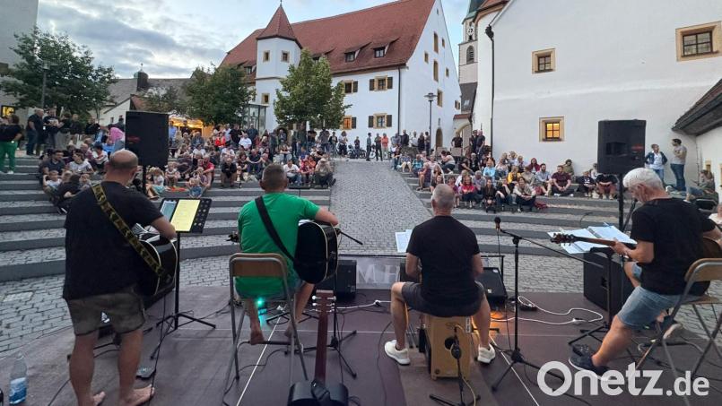 Zahlreiche Rockklassiker hatten die Musiker von Schmex bei ihrem Konzert im Nabburger Spitalhof im Gepäck. Bild: Marko Pammer