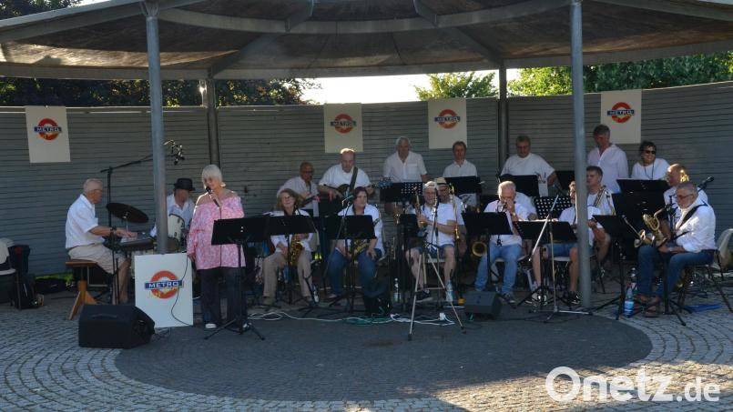 Einen heißen Sommerabend nutzte die Weidener Metro-Big-Band mit Sängerin Ines im Generationenpark und verbreitete eine vorgezogene Urlaubsstimmung. Bild: dob