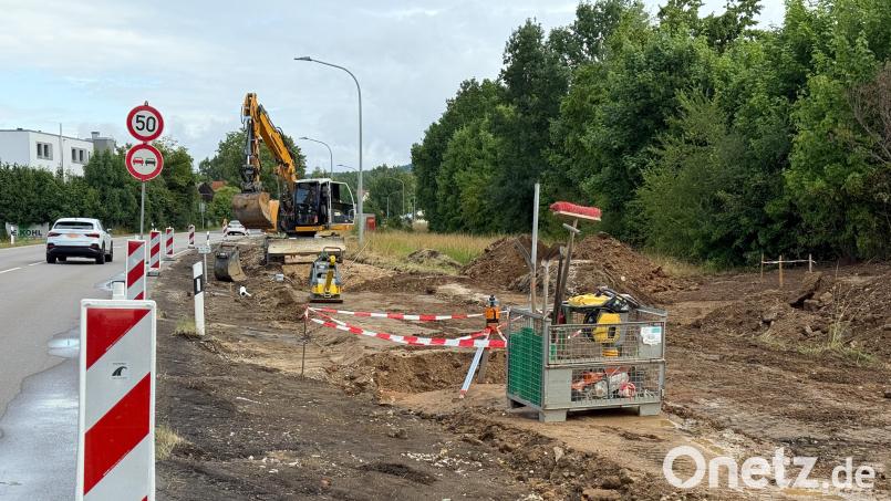 An der Vilstalstraße zwischen Amberg und Haselmühl ist ein Teil des viel genutzten Geh- und Radwegs weggerissen worden. Ärgerlich für Radler: Für sie gibt es hier zwei Umleitungen, weil es ein paar Meter weiter noch eine zweite Baustelle gibt. Bild: Petra Hartl