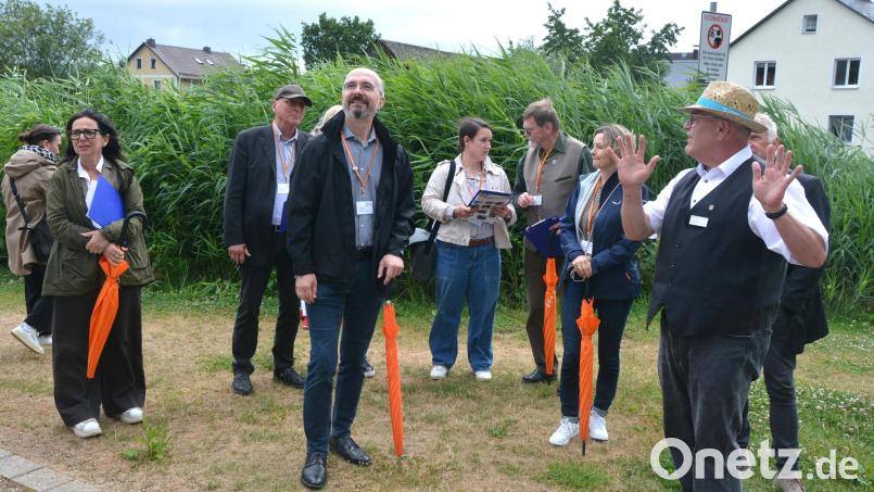 Bürgermeister Klaus Meyer (rechts) war ganz in seinem Element: Mit Leidenschaft und Herzblut führte er die Bewertungskommission durch Bad Neualbenreuth. Bild: jr