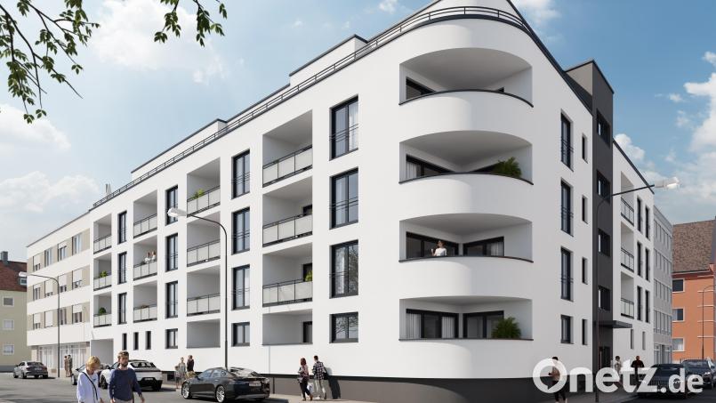 So wird das Gebäude &quot;Herzog 1&quot; in der Erhardstraße Ecke Herzogstraße in Weiden von aussehen. Die Fertigstellung ist für 2027 geplant. Grafik: Renderopus