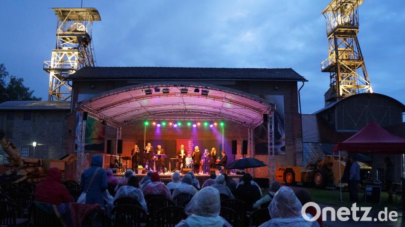 Das Konzert mit Fundamental Soul Thunder, das die Stadt Auerbach auf Maffei veranstaltete, litt den ganzen Abend über unter dem Nieselregen. Die Musik der Band begeisterte dennoch. Bild: Brigitte Grüner