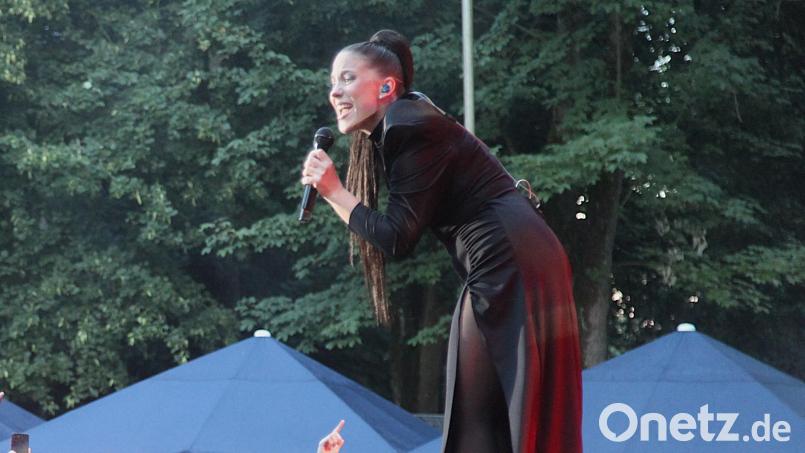 Die Künstlerin &quot;LaFee&quot; begeisterte rund 1500 Fans mit ihrem Konzert im Schlosspark in Schwarzenfeld. Bild: rhi