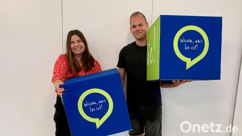 Lena Renner und Marco Klünter: Sie erzählen, wie es so läuft in der Ausbildung der Medienkaufleute Digital und Print bei Oberpfalz-Medien. Bild: mia
