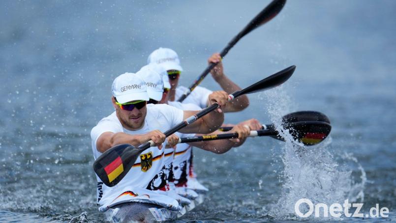 Der deutsche Kajak-Vierer kam bei der WM in Mailand auf Rang vier. (Archivbild) Bild: Ebrahim Noroozi/AP/dpa