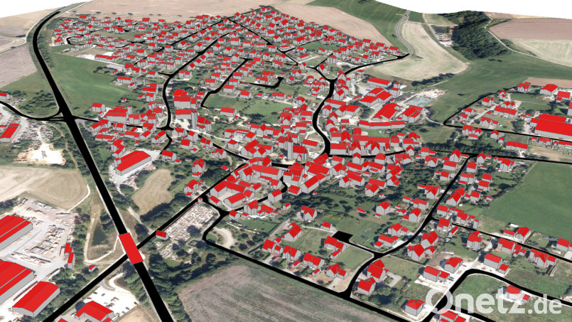 2024 ist aus Edelsfeld eine Gemeinde mit 358 Wohngebäuden und über 1100 Einwohnern geworden. Bild: Bayerische Vermessungsverwaltung - www.geodaten.bayern.de