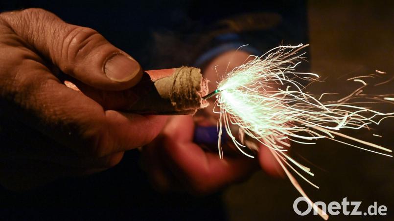 In Weiden ist ein Abfallcontainer durch einen Böller beschädigt worden. Symbolbild: Patrick Pleul/dpa