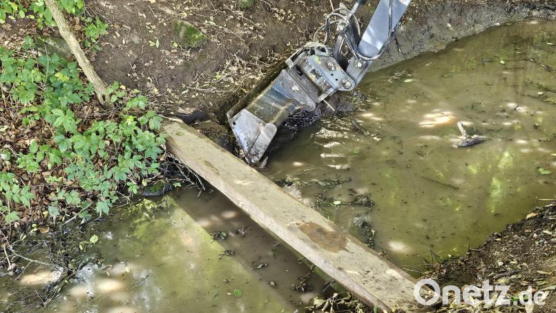 Nachdem am Sonntag nahe Trabitz ein großer Dieseltank ausgelaufen ist, arbeiten Fachfirmen derzeit an den betroffenen Bächen. Bild: Landratsamt Neustadt/WN