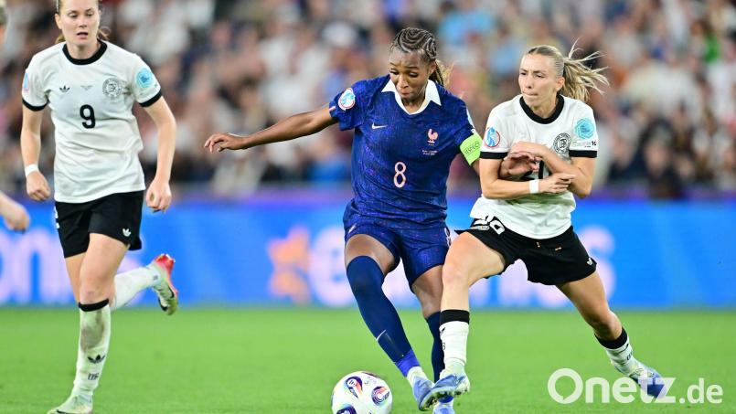 Stark am Ball: Frankreichs Mittelfeldstrategin Grace Geyoro, die im EM-Viertelfinale gegen Deutschland traf. Bild: Sebastian Christoph Gollnow/dpa