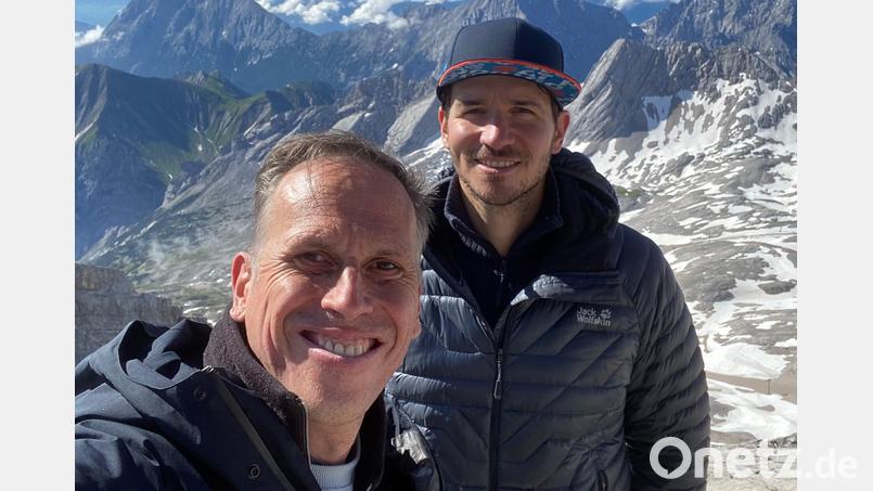 Die Zugspitze hat Achim Bogdahn (links) gemeinsam mit Felix Neureuther bestiegen. Bild: Achim Bogdahn