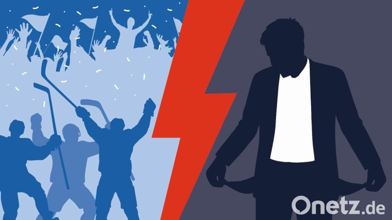 Der Aufstieg in die DEL2 und die Krise nach der Insolvenz der Ziegler-Group prägten die jüngere Vergangenheit der Blue Devils Weiden. Grafik: Franka Eichl