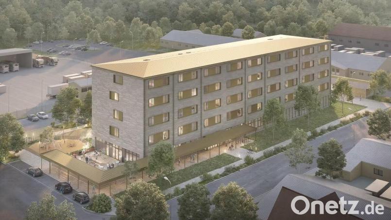 Im Truppenübungsplatz Hohenfels war in den vergangenen Tagen der Spatenstich für eine neue Hotelanlage in Nainhof. Die Baukosten belaufen sich auf etwa 40 Millionen Euro aus US-Finanzmitteln. Die Bauzeit beträgt gute zwei Jahre. Bild: Grafik Bayer-Architekten Nürnberg-Fürth