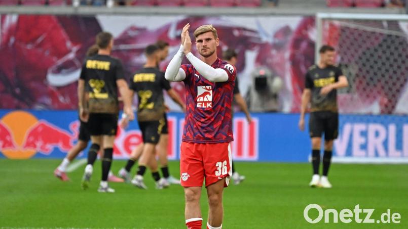 Timo Werner (RB Leipzig) stand erstmals wieder im RB-Kader und wurde von den Fans mit Sprechchören gefeiert. Bild: Jennifer Brückner/dpa