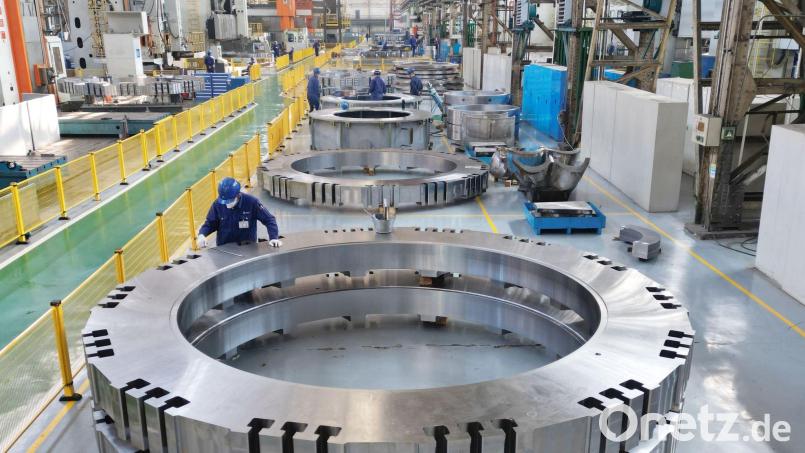 Die Stimmung in Chinas Industriebetrieben ist weiter gedämpft. (Symbolbild) Bild: Liu Yang/XinHua/dpa