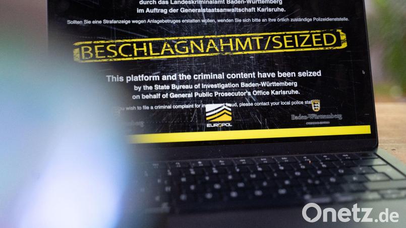 Wenn man die Adresse der beschlagnahmten Internetseiten eingibt, erscheint ein Sicherstellungsbanner der Behörden. (Archivbild) Bild: Leonie Asendorpf/dpa