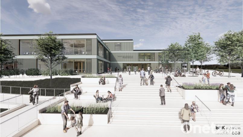 So soll die neue Grund- und Mittelschule in Windischeschenbach einmal aussehen. Bild: BFK Architekten und .atelier coa