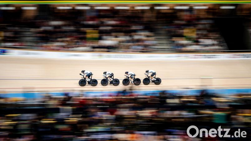 Auch bei der WM in Chile gibt es für den deutschen Bahnrad-Vierer wieder eine Medaille. (Archivbild) Bild: Mads Claus Rasmussen/Ritzau Scanpix Foto/AP/dpa