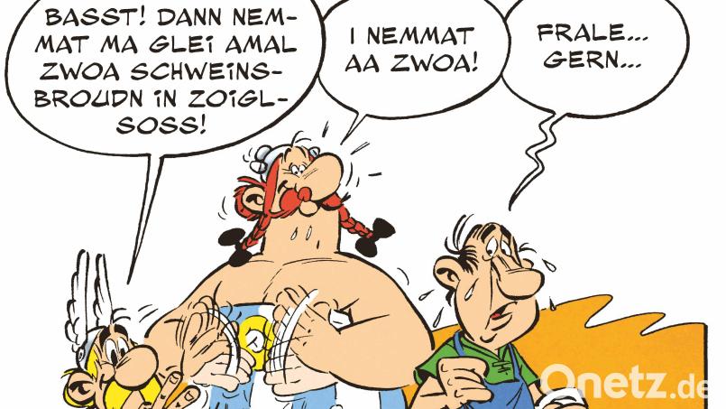 Der Zoigl kommt im Oberpfälzer Asterix mehrfach vor: als Zaubertrank sowie zum Verfeinern von Speisen in der Küche. Bild: ASTERIX®- OBELIX®- IDEFIX® / © 2025 LES ÉDITIONS ALBERT RENE / GOSCINNY-UDERZO