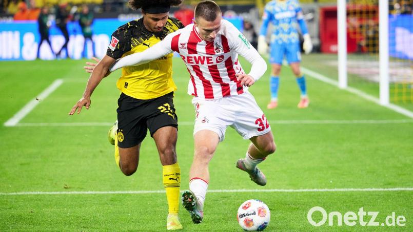 Glücklos gegen Köln: Karim Adeyemi (l). Bild: Bernd Thissen/dpa