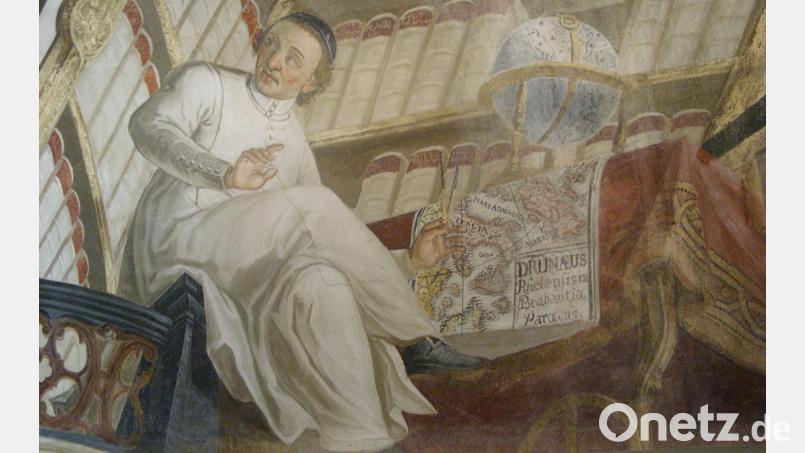 Das Deckenfresko der historischen Klosterbibliothek hat der Auerbacher Maler Johann Michael Wild im Jahr 1773 geschaffen (Auszug). Bild: Kloster Speinshart/exb