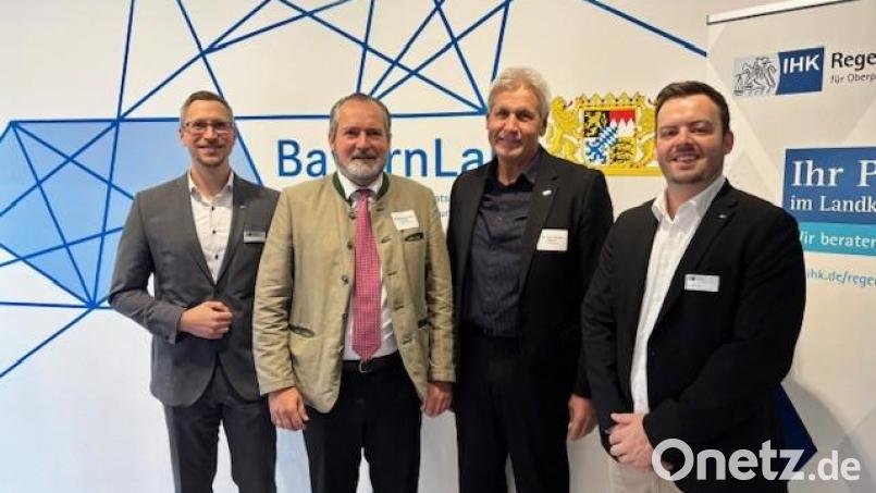 IHK-Geschäftsstellenleiter Schwandorf Josef Ebnet (von links) mit Nabburgs Bürgermeister Frank Zeitler, Technologie Campus-Geschäftsführer Thomas Niehoff und Michael Vogel von der IHK Regensburg. Bild: Birgit Dinauer
