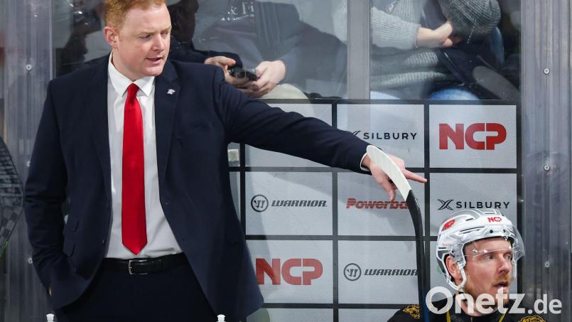 Mitch O'Keefe in Aktion an der Bande. Der Kanadier hat seinen Vertrag bei den Ice Tigers verlängert. (Archivbild) Bild: Daniel Karmann/dpa