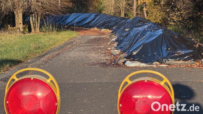 Auf über 50 Meter Länge türmt sich Erdaushub am Parkplatz am Autobahnzubringer bei Illschwang (Fahrtrichtung Sulzbach-Rosenberg). Das Staatliche Bauamt Amberg-Sulzbach nutzt das Areal als Zwischenlager. Bild: Petra Hartl