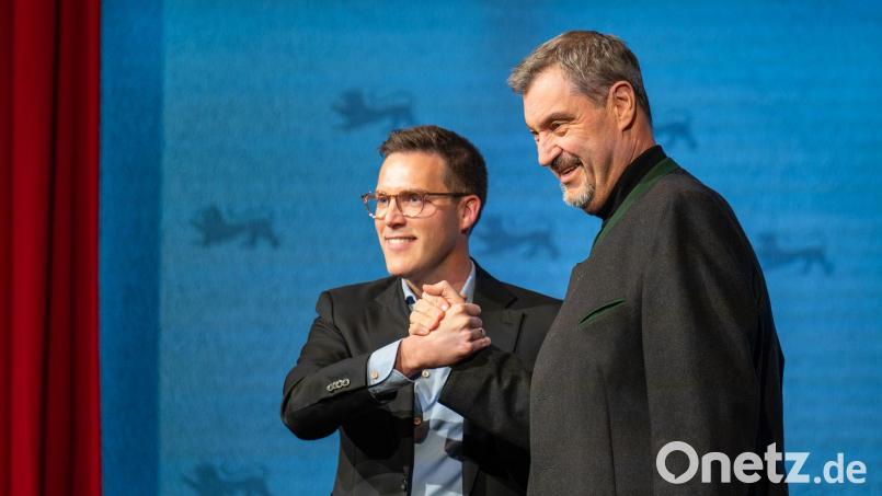 Manuel Hagel und Markus Söder betonen die Bedeutung der Südländer. Bild: Silas Stein/dpa