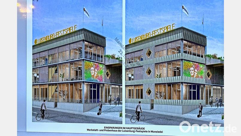 Etwas weniger Glas als ursprünglich geplant hat die neue Fassade des Hauses der Luisenburg (rechtes Bild). Grafik: Rethmeierschlaich Architekten