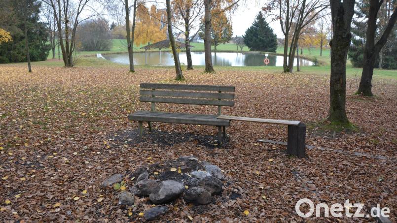 Die Feuerstelle am Badeweiher soll mit Steinen eingefasst und überdacht werden, weiter ist eine Tieferlegung des Badeweihers (im Hintergrund) angedacht. Bild: jr