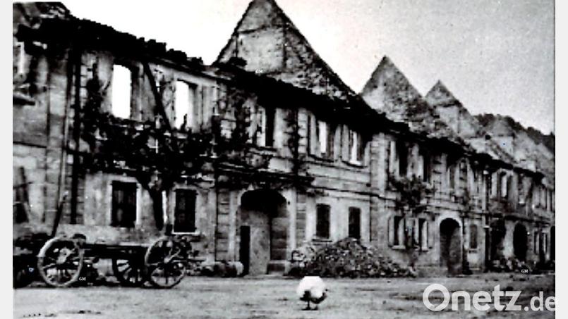 Die zerstörte Sommerseite der Neustädter Innenstadt. Alles wurde ein Raub der Flammen. Bild: Archiv Georg Miedel Neustadt am Kulm