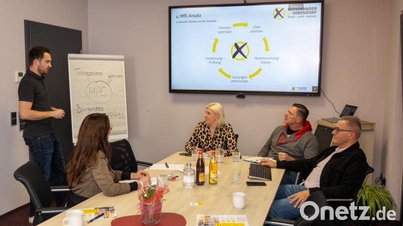 In verschiedenen Teams erarbeitet die neue Wählerinitiative "Miteinander für Erbendorf" mit Vorsitzendem David Frischholz (links) Ideen für die zukünftige Entwicklung der Stadt. Bild: Roland Wellenhöfer