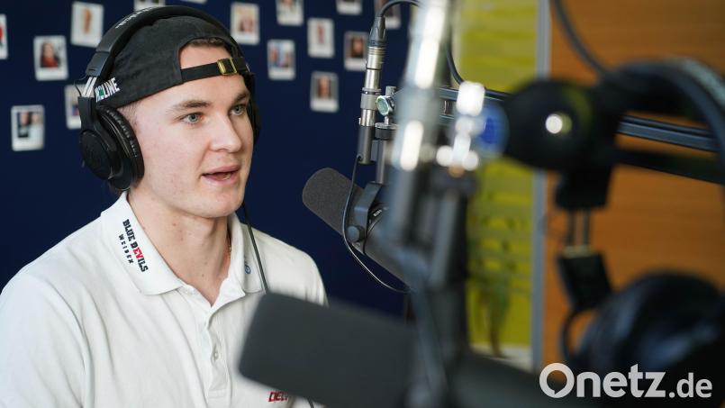 Conner McLeod, dritter Goalie der Blue Devils Weiden, war in der neuen Folge des Podcasts &quot;Powerplay&quot; zu Gast. Bild: Gabi Schönberger