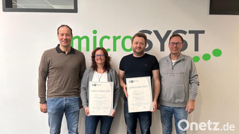 Von links: Manuel Rass, Kerstin Landgraf, Konstantin Andes, Harald Kilian. Bild: Evi Kleber, microSYST