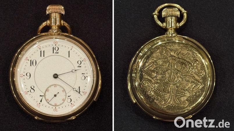 Eine goldene Titanic-Taschenuhr wurde für den Rekordpreis von mehr als 2 Millionen Euro versteigert. (Handout) Bild: -/Henry Aldridge And Son Ltd/PA Media/dpa