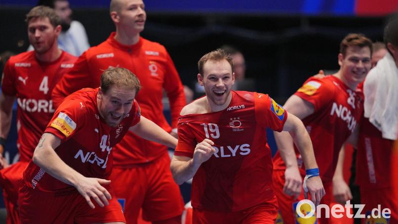 Die Dänen Simon Pytlick (l) und Mathias Gidsel (r) feiern reihenweise Erfolge im Nationalteam. Bild: Soeren Stache/dpa