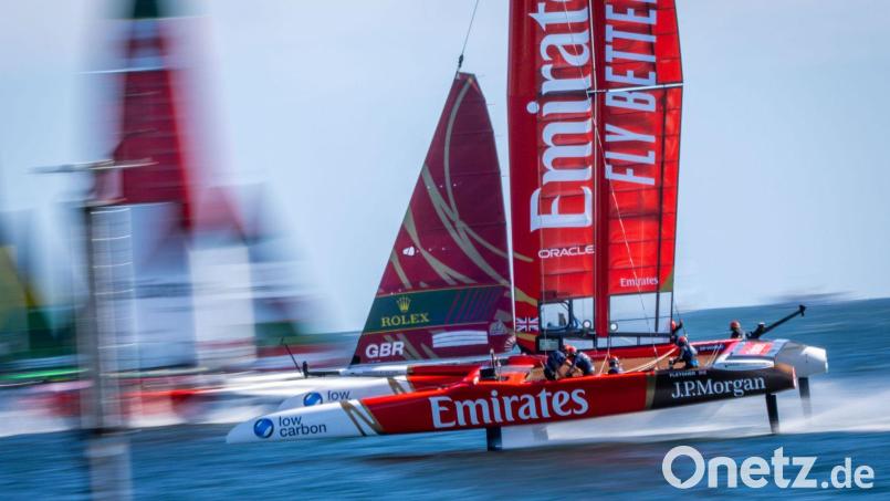 Erstmals SailGP-Sieger: Das britische Team Emirates GBR. Bild: Jens Büttner/dpa