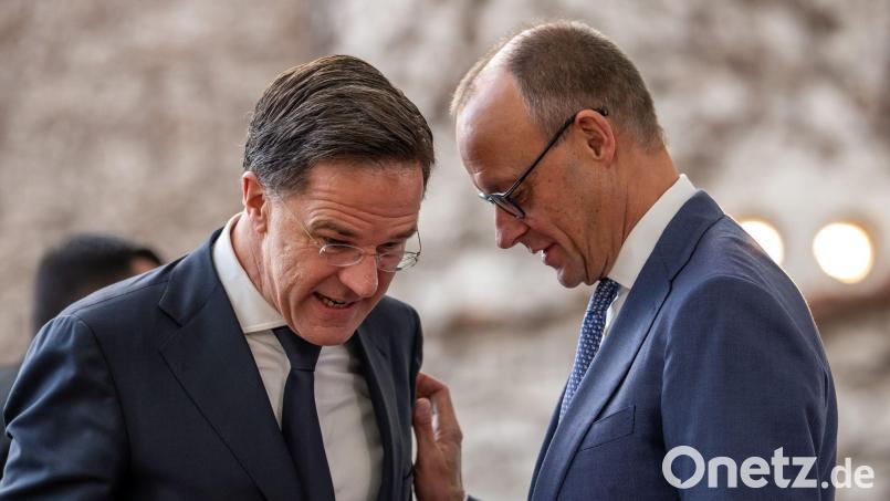 Bundeskanzler Friedrich Merz (CDU) äußerte sich am Rande von Gesprächen mit Nato-Generalsekretär Mark Rutte zum Thema. Bild: Michael Kappeler/dpa