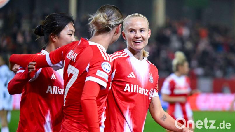 Pernille Harder (r) sorgte mit zwei Toren noch für die Wende beim Bayern-Spiel gegen Atlético Madrid. (Archivbild) Bild: Sven Hoppe/dpa