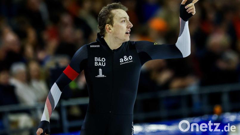 Finn Sonnekalb belegte beim Eisschnelllauf-Weltcup in Hamar über die 1.500 Meter den vierten Platz. (Archivbild) Bild: Vincent Jannink/ANP/dpa
